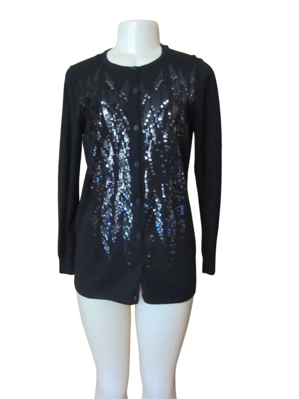 Bob Mackie Black Sequin Cardigan Wearable Art XS Vintage Runs Large